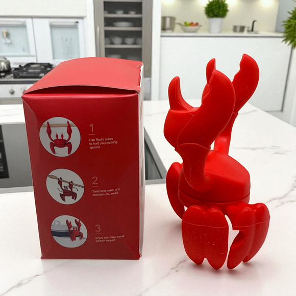NEW Red Crab Novelty Silicone Spoon Utensil Holder Steam Releaser Sebastian NIB - Picture 2 of 7